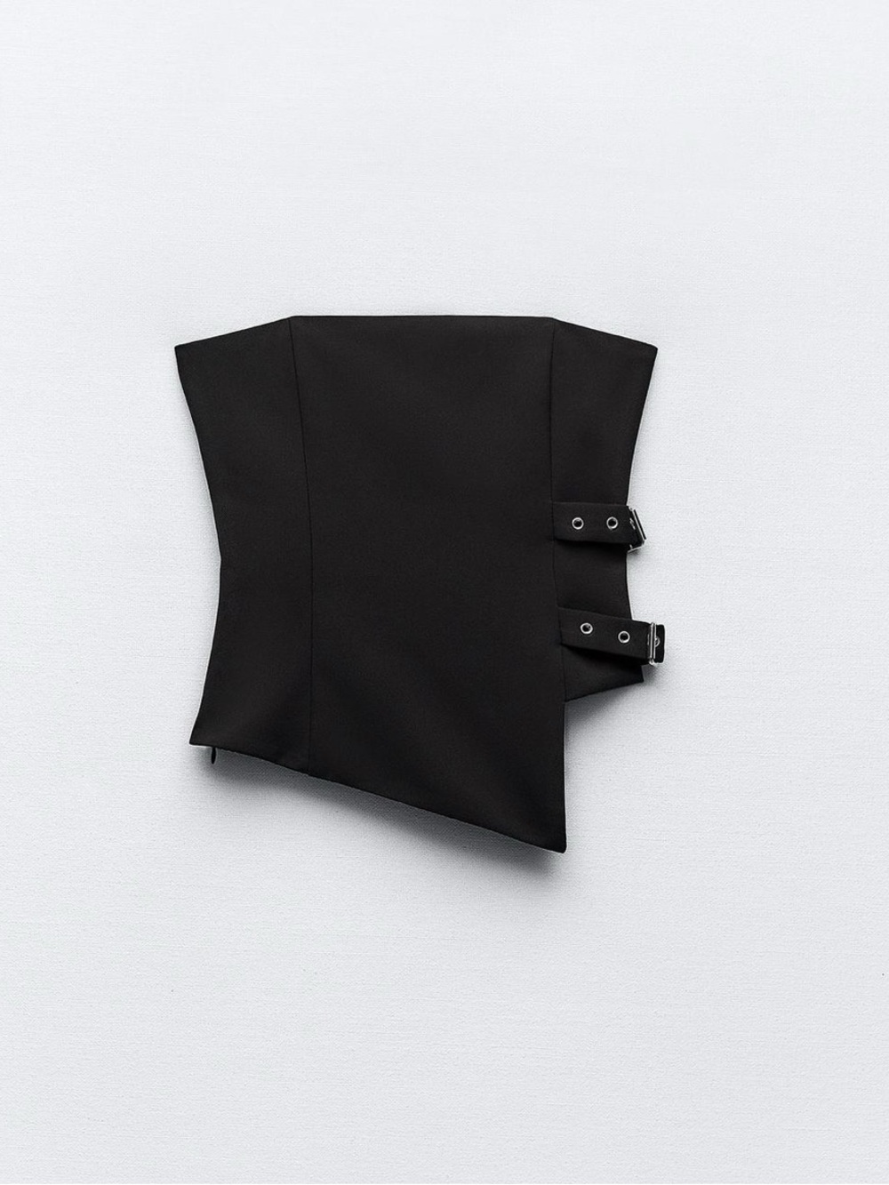 Zara Black Strapless Corset Top with Buckle Detail